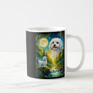 Zum Mond heulendes Meme-Tier Hund Maltese  Kaffeetasse