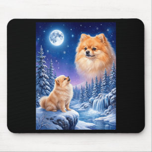 Zum Mond heulendes Meme-Tier Hund Pomeranian Mousepad