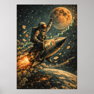 Zum Mond - Trading Astronaut, Forex, Crypto Poster