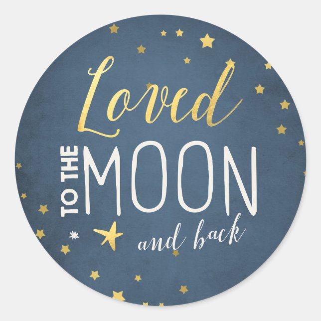 Zum Mond Umschlag Aufkleber Aufkleber Babydusche (Vorderseite)