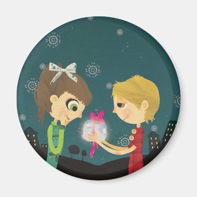 Zum Mond und zum Button Magnet (Vorne)