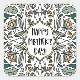 Zum Muttertag florale Illustrationen Quadratischer Aufkleber