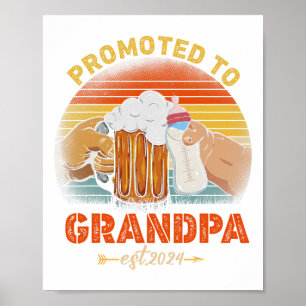 Zum Opa befördert Est 2024 Vatertag Vintage Poster