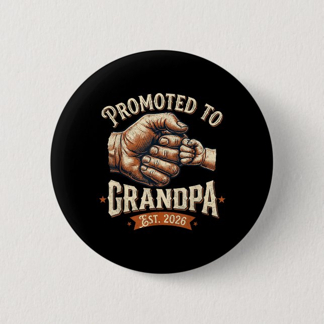Zum Opa befördert Est 2026 Fist Bump Ba Button (Vorderseite)