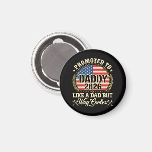 Zum Papa befördert 2026 Lustige amerikanische Flag Magnet