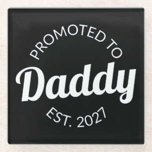 Zum Papa Befördert Est 2027 Neuer Papa Baby Shower Glasuntersetzer