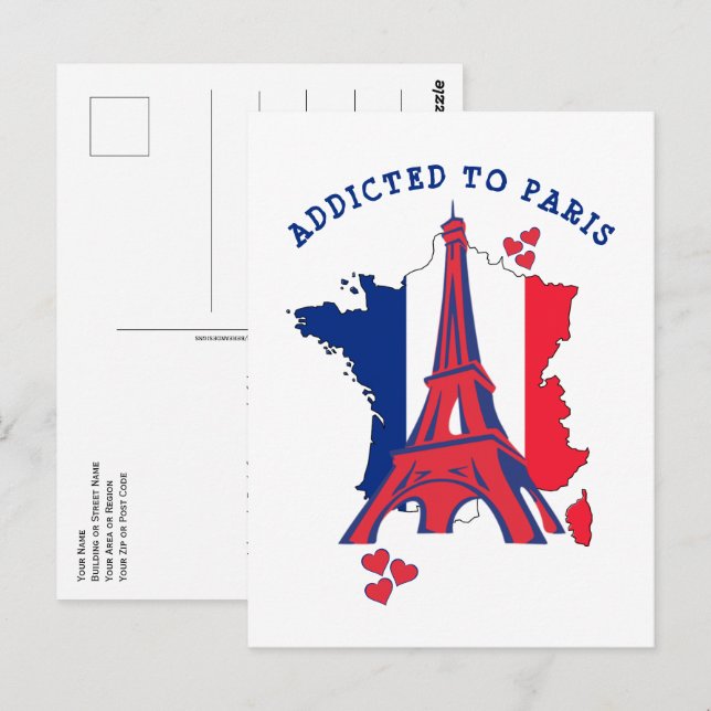 ZUM PARIS-Eiffelturm HINZUGEFÜGT Postkarte (Vorne/Hinten)