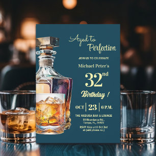 Zum perfekten Alter gereifter Mann 32. Whiskey-Geb Einladung