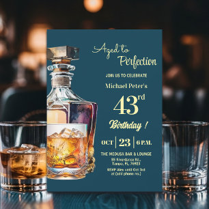 Zum perfekten Alter gereifter Mann 43. Whiskey-Geb Einladung