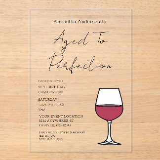 Zum perfekten Alter gereifter Wein 60. Geburtstags Acryleinladungen