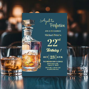Zum perfekten Alter gereifter Whiskey zum 22. Gebu Einladung