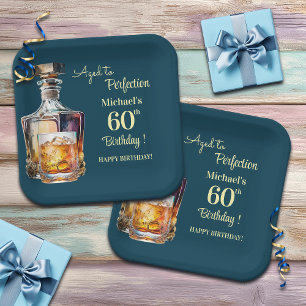 Zum perfekten Alter gereifter Whiskey zum 60. Gebu Pappteller