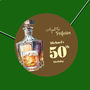 Zum perfekten Alter - Herren 50. Whiskey-Geburtsta Runder Aufkleber