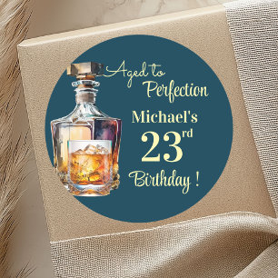 Zum perfekten Alter Männer 23. Whiskey Geburtstag Runder Aufkleber