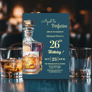 Zum perfekten Alter Männer 26. Whiskey Geburtstag  Einladung
