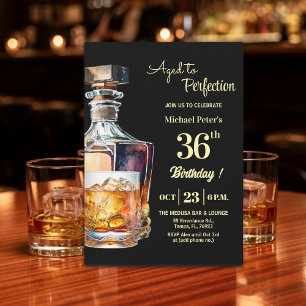 Zum perfekten Alter Männer 36. Whiskey Geburtstag Einladung