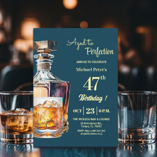 Zum perfekten Alter Männer 47. Whiskey Geburtstag  Einladung