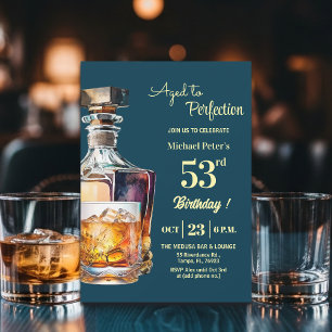Zum perfekten Alter Männer 53. Whiskey Geburtstag Einladung