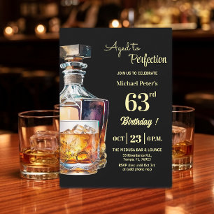 Zum perfekten Alter Männer 63. Whiskey Geburtstag Einladung