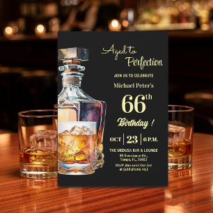 Zum perfekten Alter Männer 66. Whiskey Geburtstag Einladung