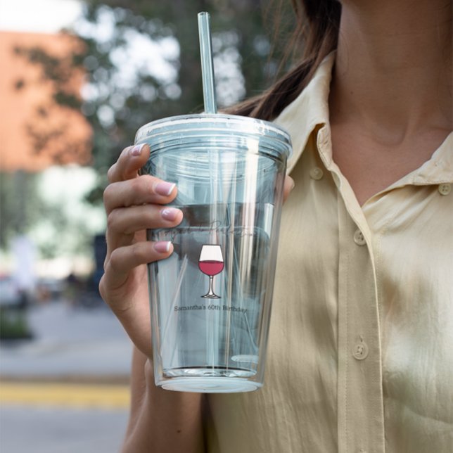 Zum perfekten Wein 60. Geburtstag Acryltrinkbecher (Von Creator hochgeladen)