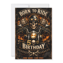 Zum Reiten geboren 50. Geburtstag Biker-Totenkopf-