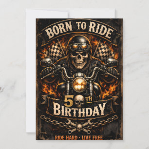 Zum Reiten geboren 50. Geburtstag Biker-Totenkopf- Feiertagskarte