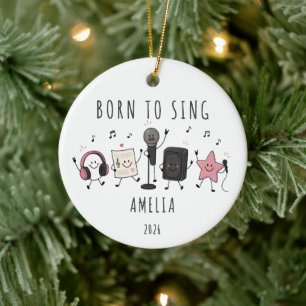 Zum Singen geborener personalisierter Kindersänger Keramik Ornament