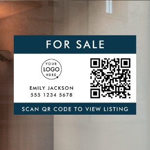 zum Verkauf QR Code Realtor Agent Listing Blue L Fensteraufkleber