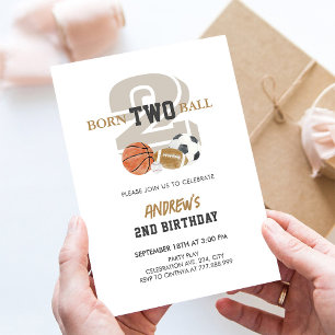 Zum zweiten Geburtstag Born Two Ball Geburtstagsju Einladung