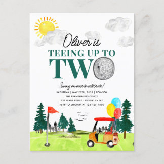 Zum zweiten Geburtstag des Golf Boy Golfing Partee Postkarte