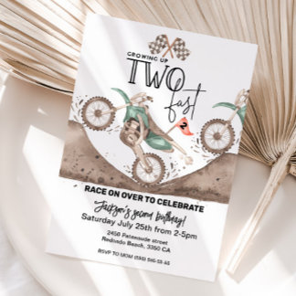 Zum zweiten Geburtstag - TWO FAST Dirt Bike Einlad Einladung