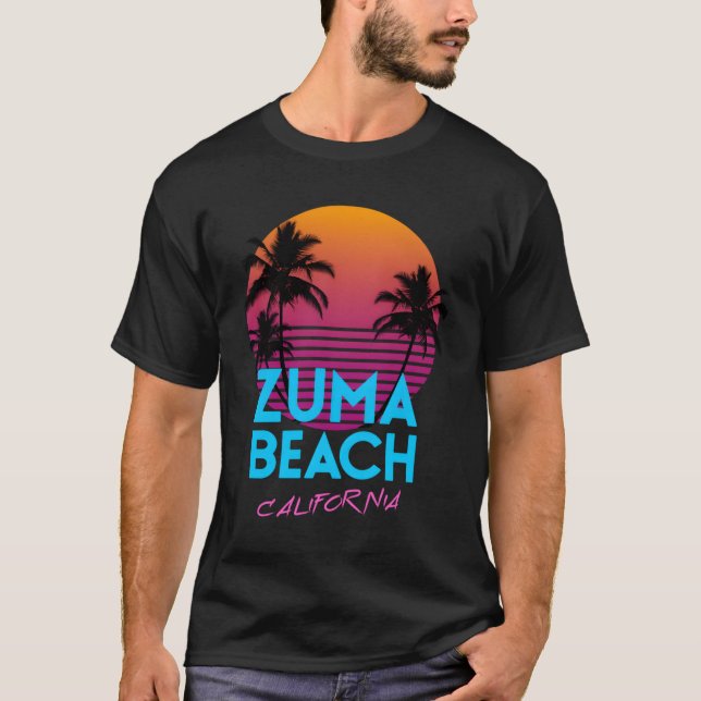 Zuma Beach California Retro Wave Hoodie T-Shirt (Vorderseite)