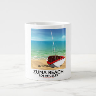 Zuma Beach LA Rail Strandposter Jumbo-Tasse