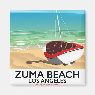 Zuma Beach LA Rail Strandposter Magnet