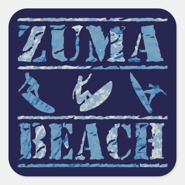 Zuma Beach Quadratischer Aufkleber (Vorderseite)