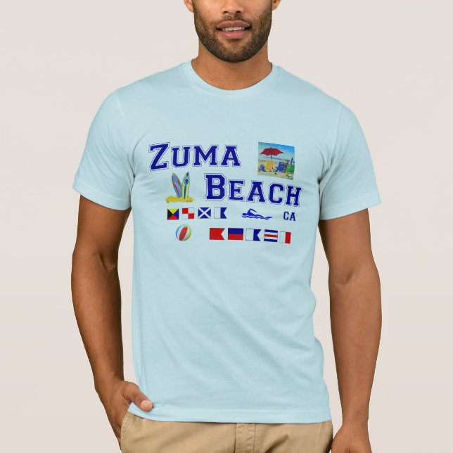 Zuma-Strand - Seeflaggen-Rechtschreibung T-Shirt (Vorderseite)