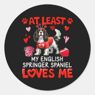 Zumindest Englisch Springer Spaniel liebt mich Val Runder Aufkleber