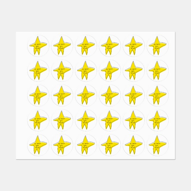 Zumindest hast du versucht - gelber Stern Etiketten (Blatt)