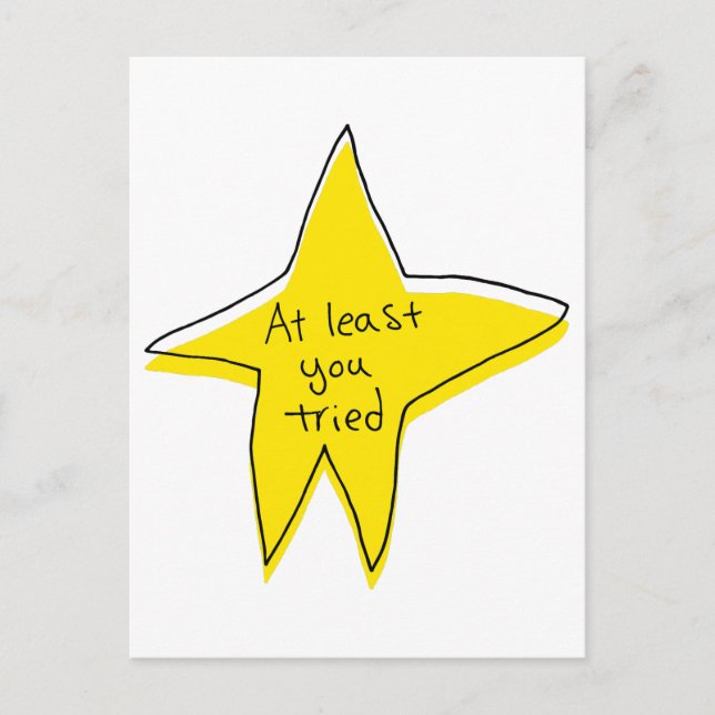 Zumindest hast du versucht - gelber Stern Postkarte (Vorderseite)