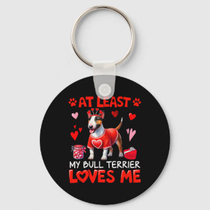 Zumindest liebt mein Bullterrier mich Valentinstag Schlüsselanhänger