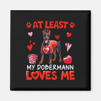 Zumindest liebt mein Dobermann mich Valentinstag S Magnet