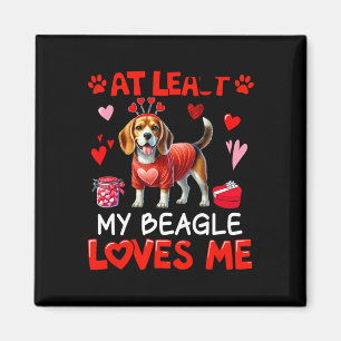 Zumindest liebt mich mein Beagle Valentins Single Magnet