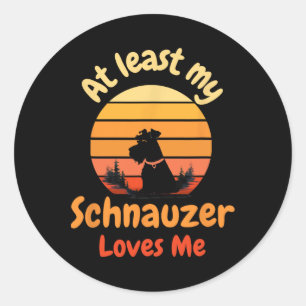 Zumindest liebt mich mein Schnauzer Anti-Valentins Runder Aufkleber