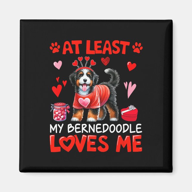 Zumindest mein Bernedoodle liebt mich Valentins Si Magnet (Vorne)