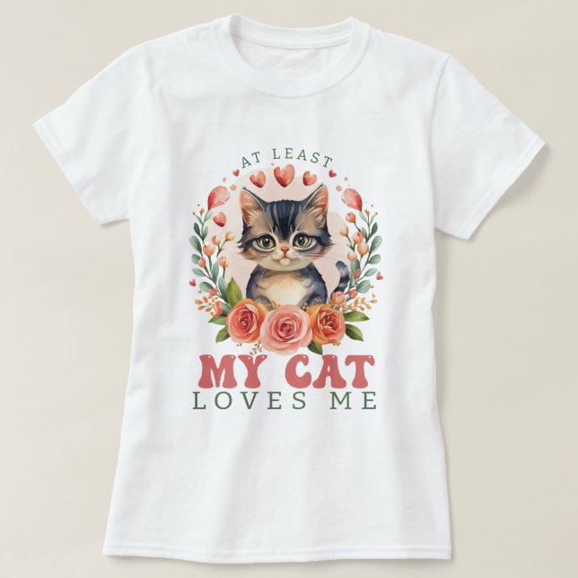 Zumindest meine Katze Liebe mir Valentinin's Women T-Shirt (Design vorne)