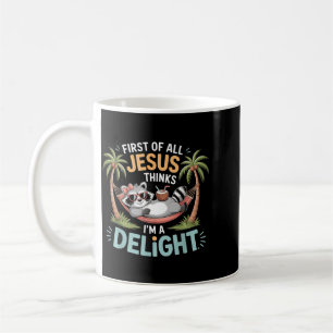 Zunächst denkt Jesus, ich bin eine Freude Grafik Kaffeetasse