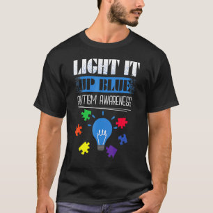 Zünde es Blau Autismus-Bewusstseinsmonat Puzzle-Te T-Shirt