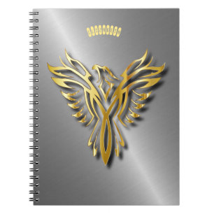 Zunehmende Golden Phoenix Gold Flammen mit Schatte Notizblock