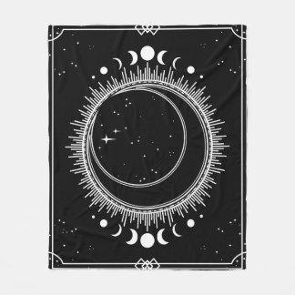 Zunehmender Mond mit Sonne und Sternen Schwarz und Fleecedecke